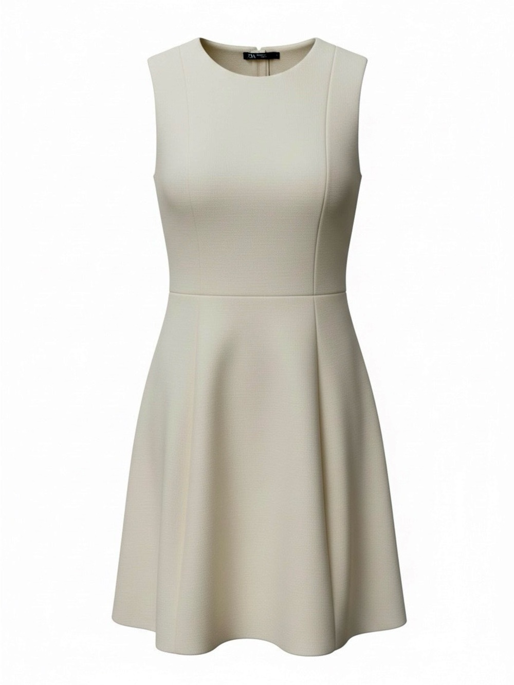 Zara Sleeveless Cream Fit-and-Flare Mini Dress Size Small✨